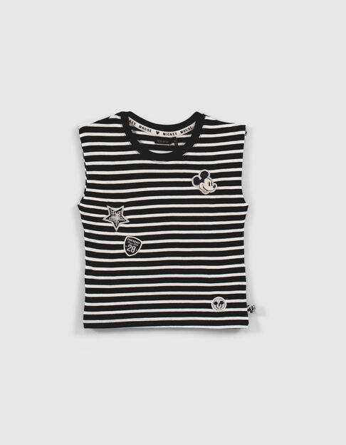 Girls’ black IKKS–MICKEY T-shirt with white stripes - IKKS