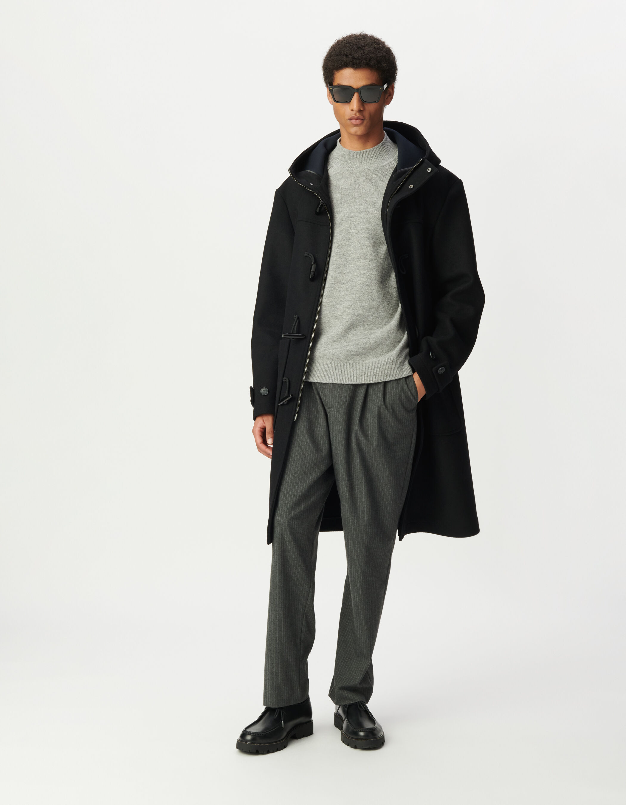 Men's esprit duffle coat black wool coat