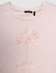 T-shirt beige coton bio palmier-tigre copper fille-3