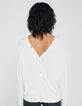 Cárdigan punto blanco roto reversible mujer-2