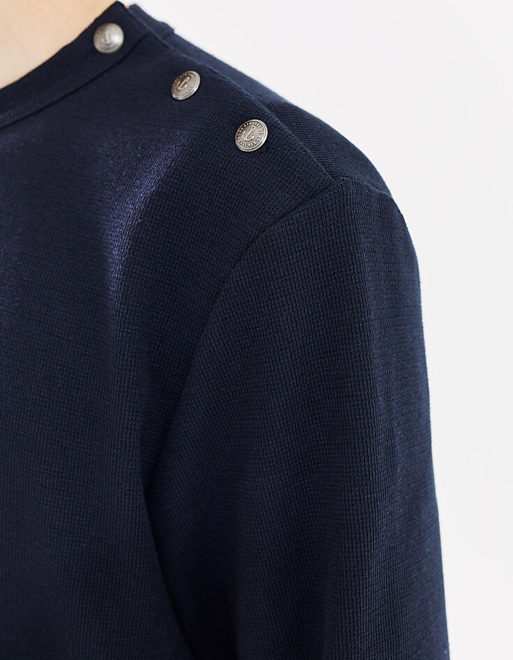 Men’s navy organic waffle sailor-style sweatshirt-4