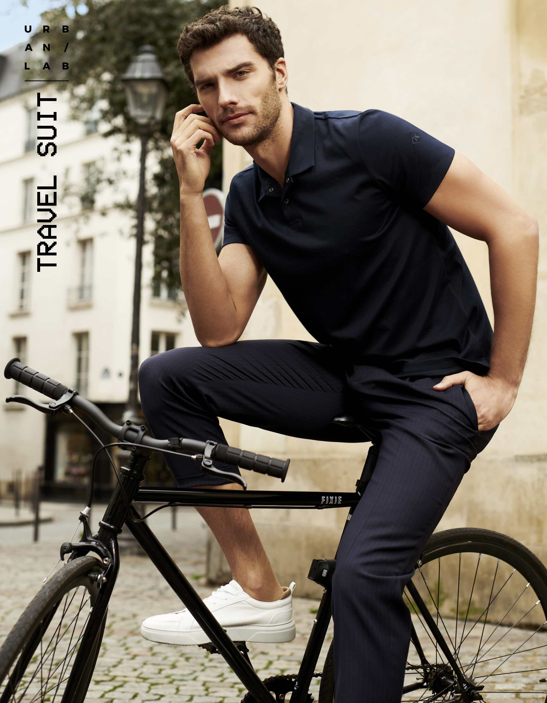 Mens cropped navy trousers sale