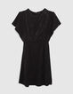 Zwarte jacquardjurk met plantenmotief en studs Dames-7