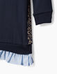 Girls' navy dress with trompe-l'œil effect-3