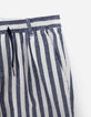 Boys' navy Bermuda shorts with ecru stripes-2