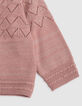 Cardigan rose tricot lurex ajouré bébé fille-4