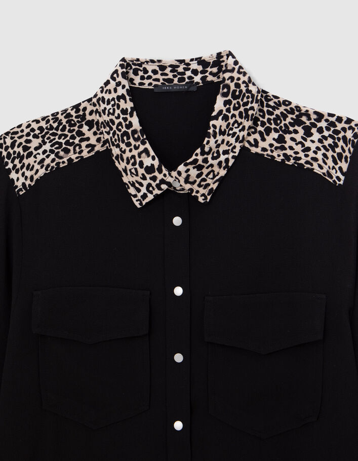 Zwart overhemd LENZING™ ECOVERO™ luipaard rock Dames - IKKS