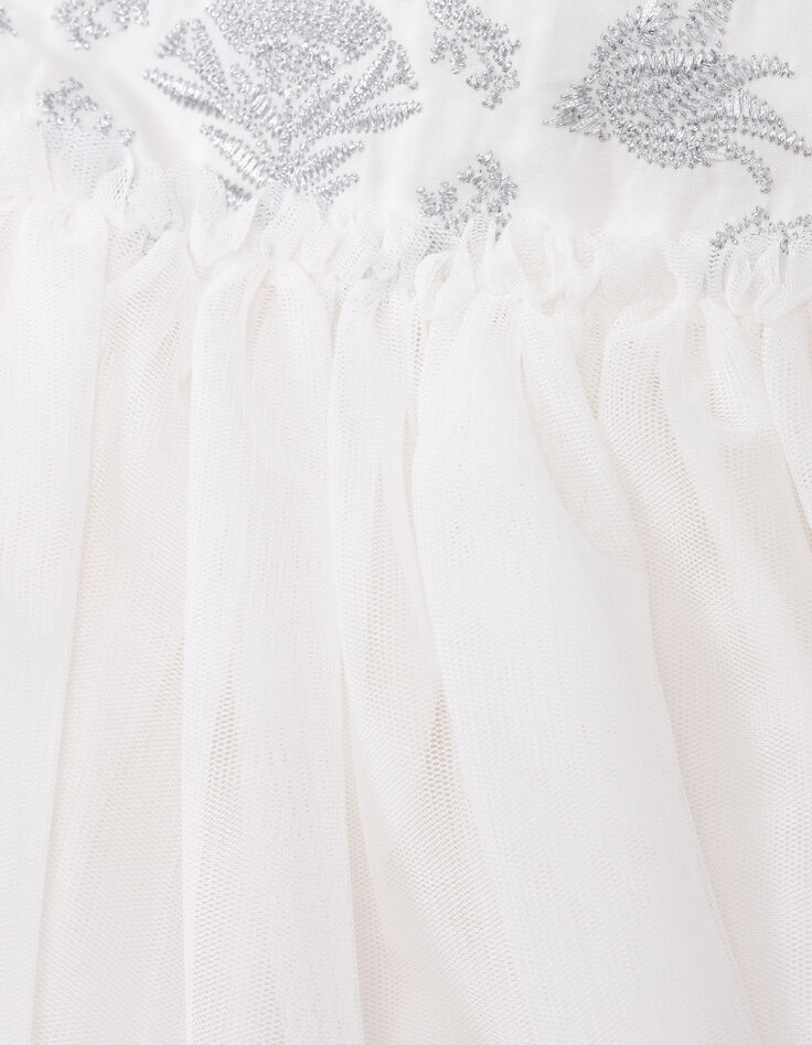 Robe blanche tulle broderies argentées fille-9