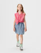 Girls’ blue denim cargo-style skirt with pockets-1