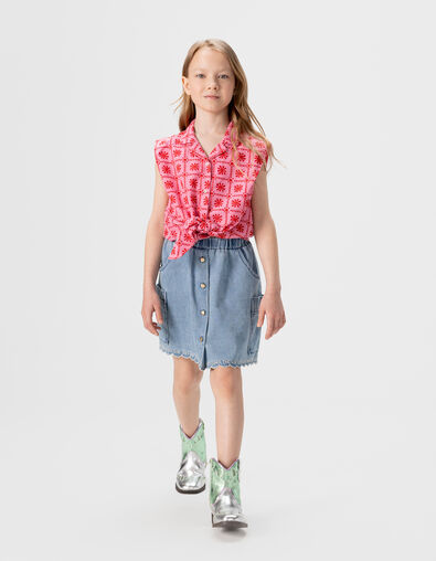 Girls’ blue denim cargo-style skirt with pockets - IKKS