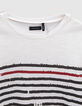 Tee-shirt marinière blanc cassé, rouge, noir garçon -3