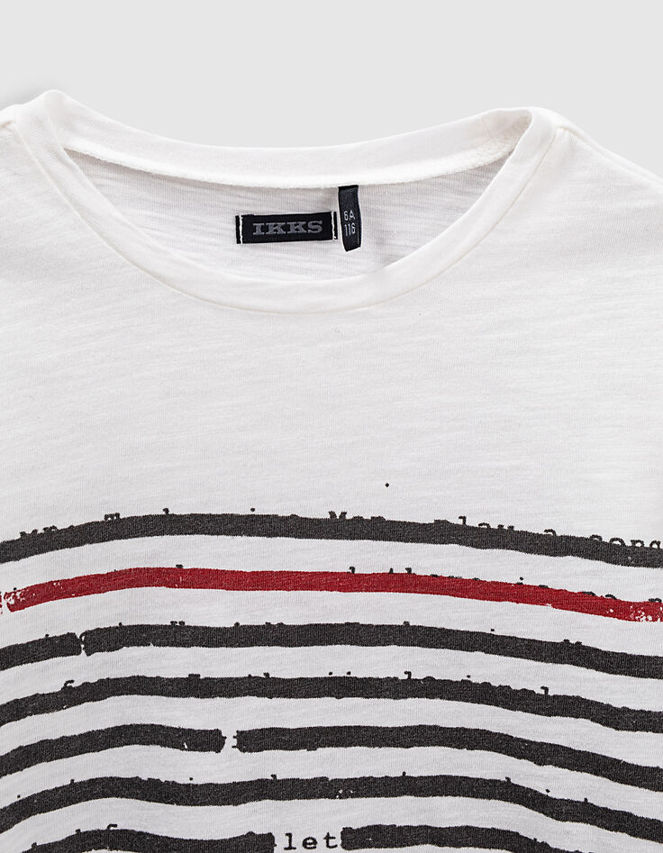 Tee-shirt marinière blanc cassé, rouge, noir garçon -3 Tee-shirt marinière blanc cassé, rouge, noir garçon -3