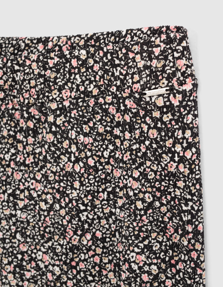 Pantalon flare noir &agrave; imprim&eacute; fleuri fille-2