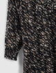 Robe portefeuille noire imprimé fusain Femme-6