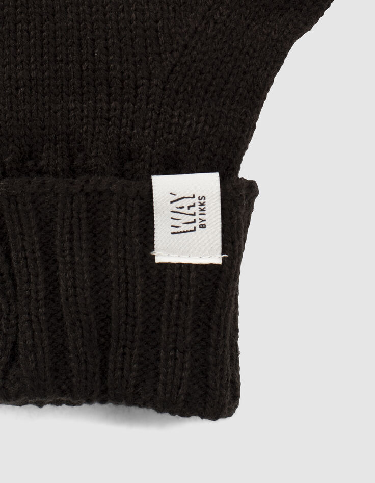 Gants noirs tricot fille -2
