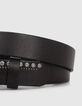 Ceinture en cuir noir à clous et têtes de mort Femme -2