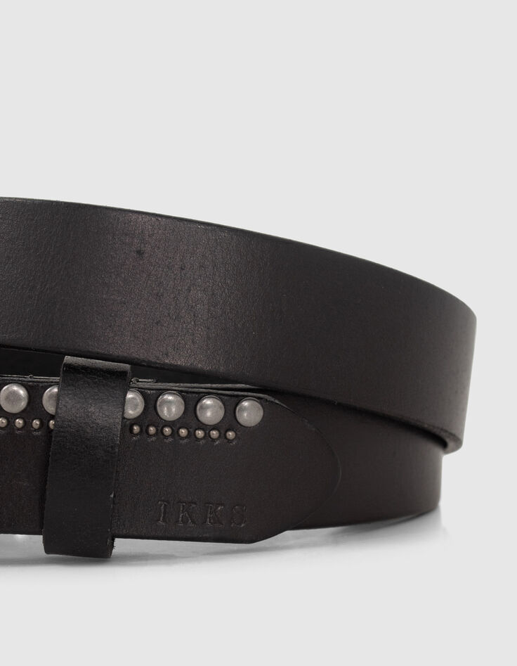 Ceinture en cuir noir à clous et têtes de mort Femme -2