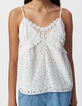 Top caraco fines bretelles blanc broderie anglaise Femme-4