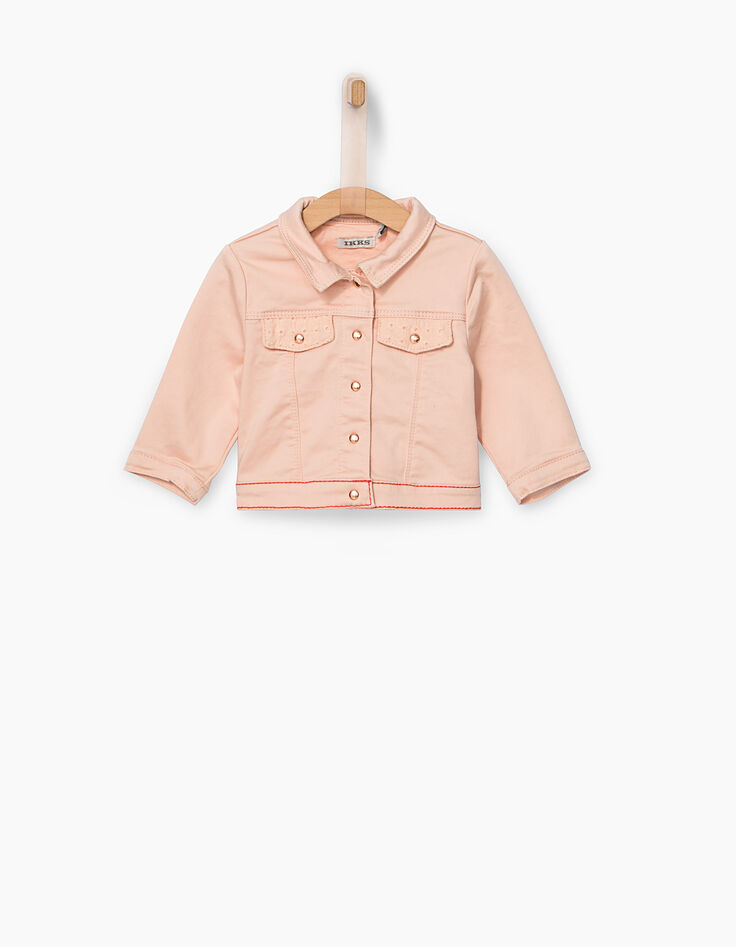 Puderrosa Baby-Blazer mit besticktem Rücken-1
