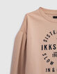 Girls’ pink sweatshirt-dress+slogan&embroidered star-5