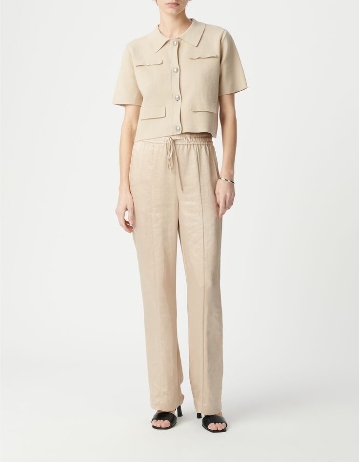Dames pantalon voor op het werk, wijde pijpen, elastische werkbroeken, broeken voor dames, zakelijke casuals, hoge taille