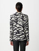 Chaqueta de traje negra con estampado de cebra para Mujer-3