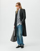 Abrigo largo negro cuero oversize mujer-3