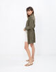 I.Code khaki trench coat with eyelet belt-6