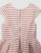 Pink skater dress with openwork lace stripes for girl-5