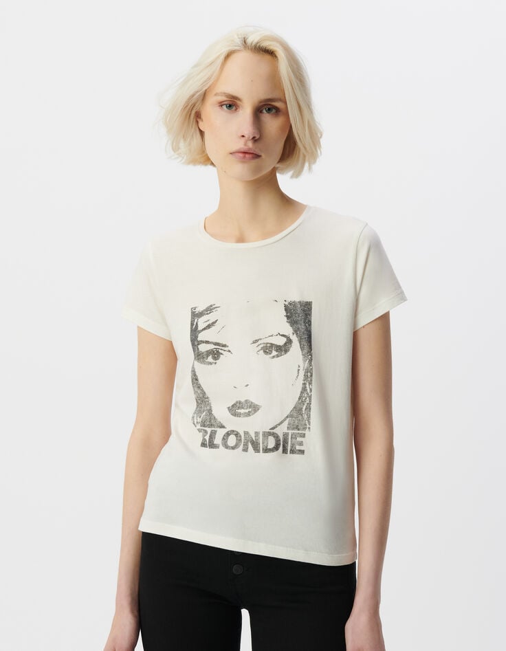 Tee-shirt rock blanc coton bio visage BLONDIE Femme-2