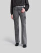 Women’s faded black flared jeans with cargo pockets-2