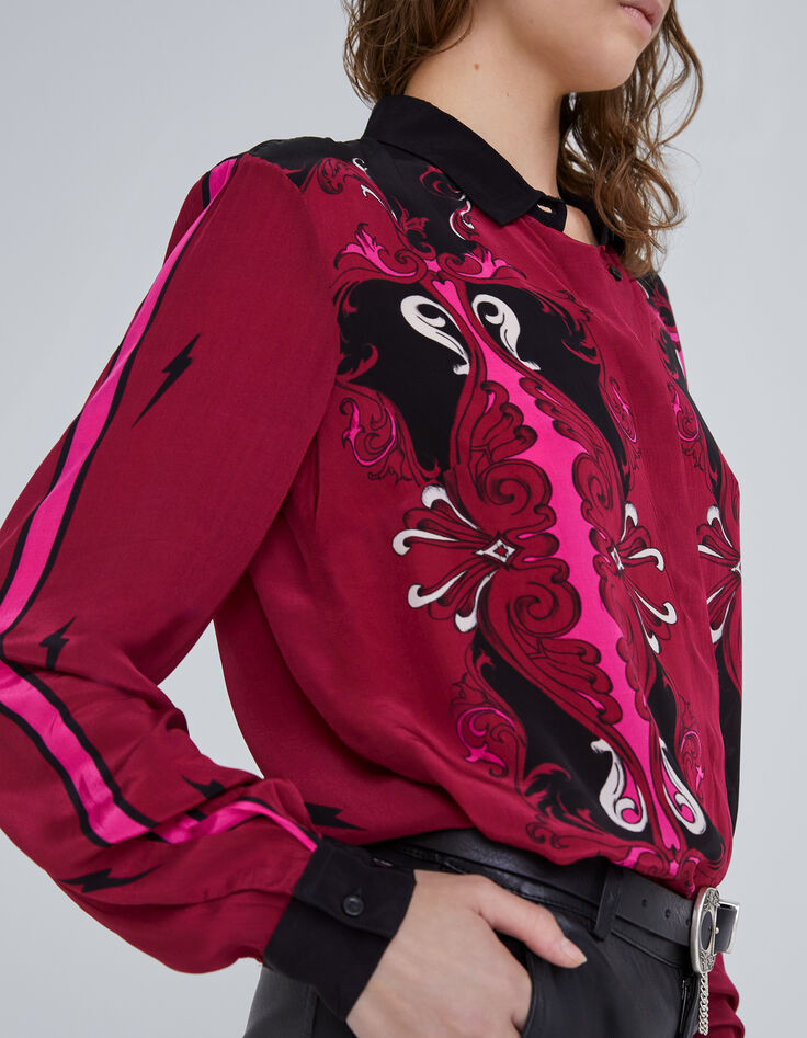 Chemise en viscose imprimé placé femme-3