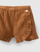 Baby girls’ ecru T-shirt and camel shorts outfit-7