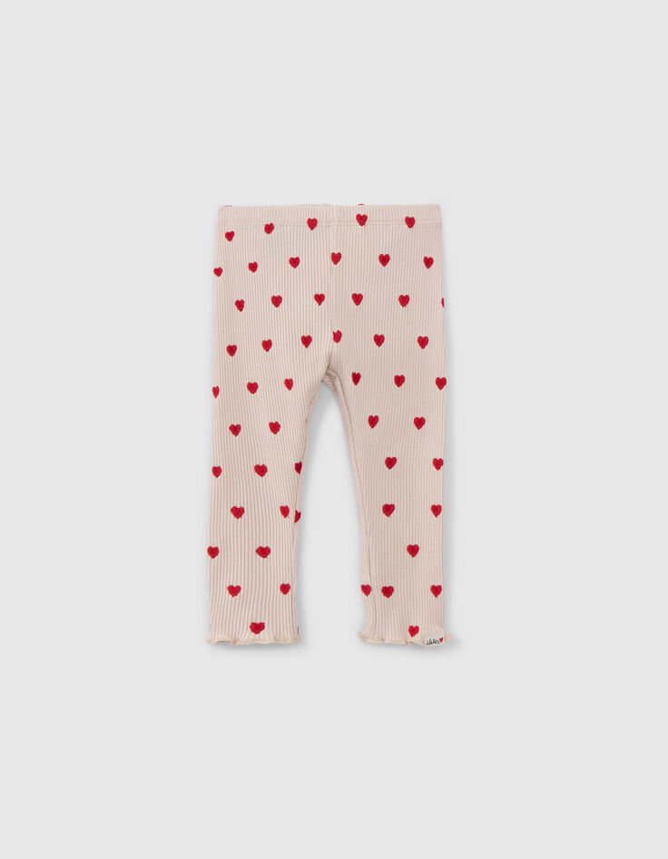 Legging ecru geborduurd hartjes baby meisje-1