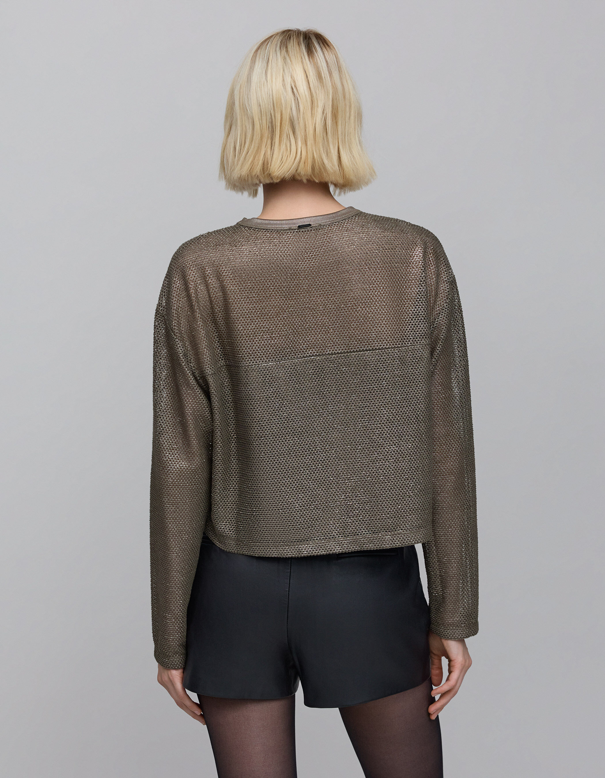 Women s khaki coated mesh sweatshirt IKKS