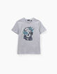 Camiseta gris claro con calavera bordada niño -1