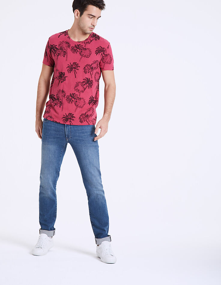 Camiseta rosa frambuesa estampado palmeras Hombre -7 Camiseta rosa frambuesa estampado palmeras Hombre -7