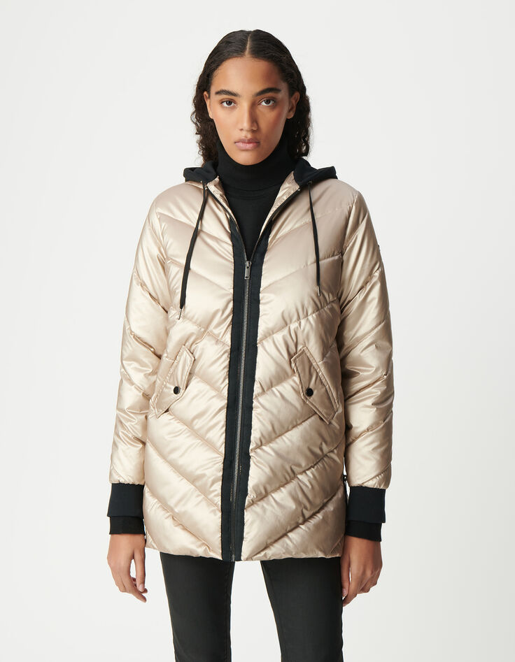 Sous-doudoune gold capuche molleton noir Femme-2