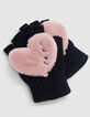 Mitaines noires tricot empi&egrave;cement coeur fille-2