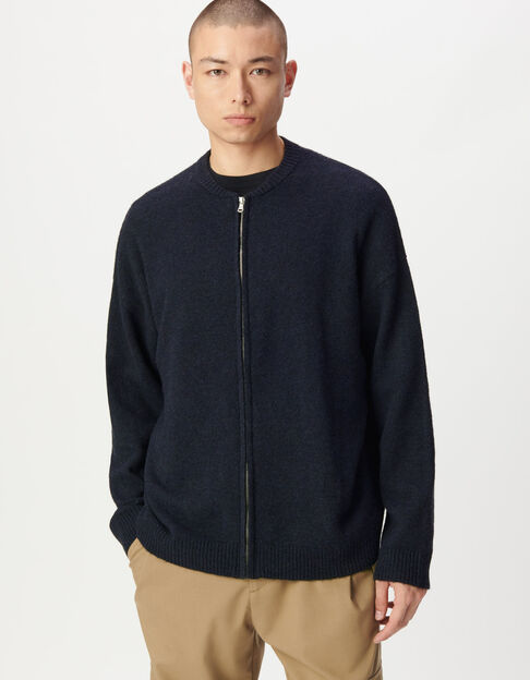 Men&rsquo;s navy knit zipped cardigan - IKKS