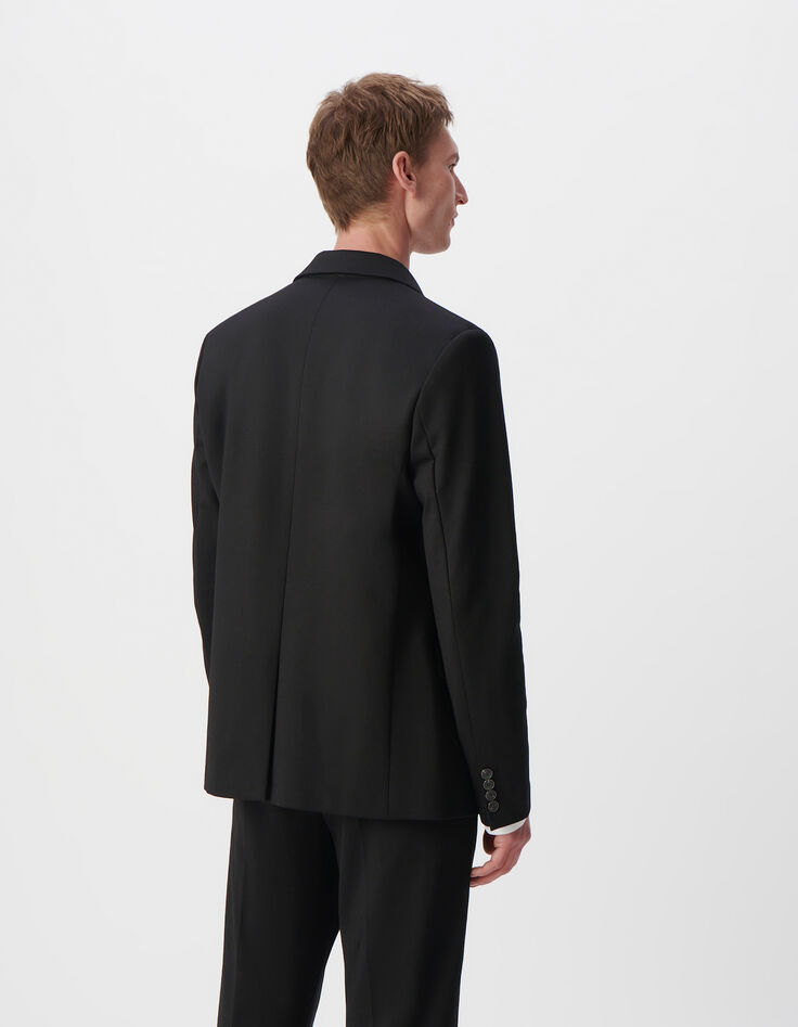 Schwarze UNTAILLIERTE Herrenanzugjacke Milano-Strick-3