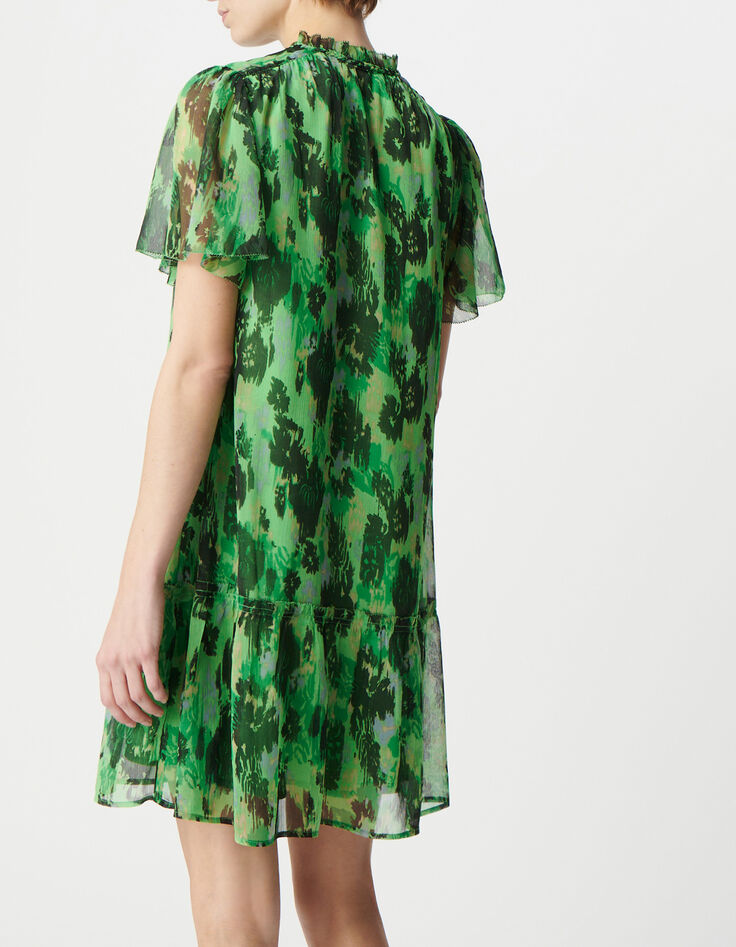 Robe ample verte imprim&eacute; abstrait Femme-3