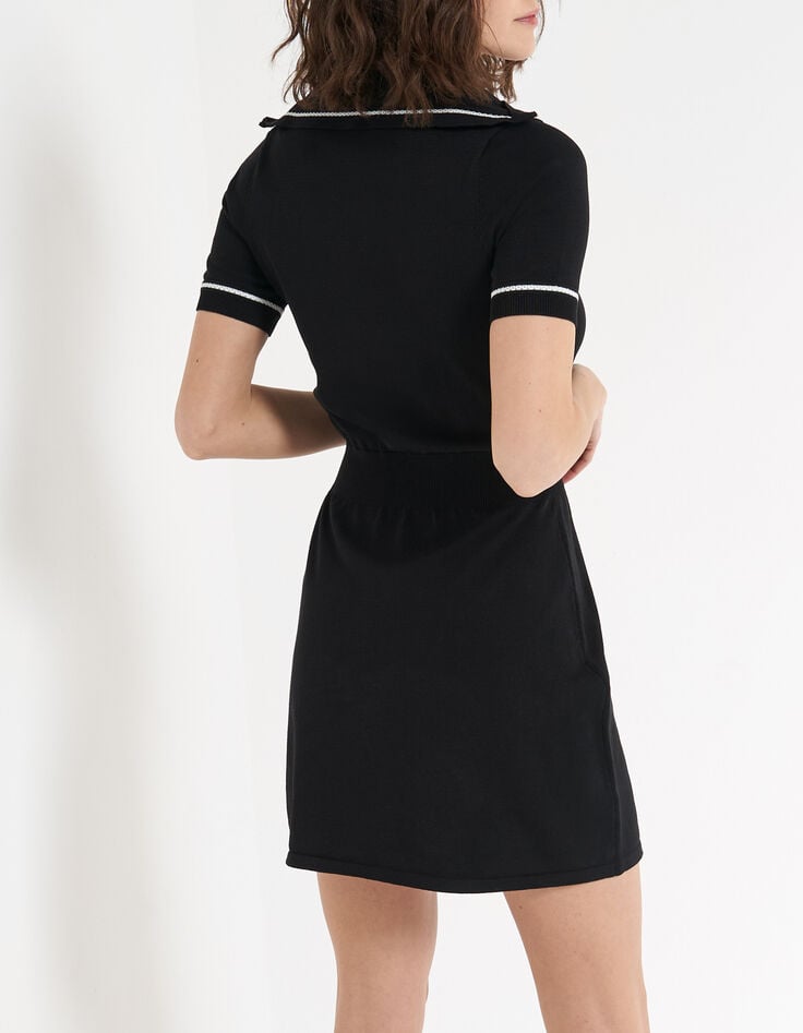 Schwarzes Pulloverkleid mit Troyerkragen I.Code-2 Schwarzes Pulloverkleid mit Troyerkragen I.Code-2