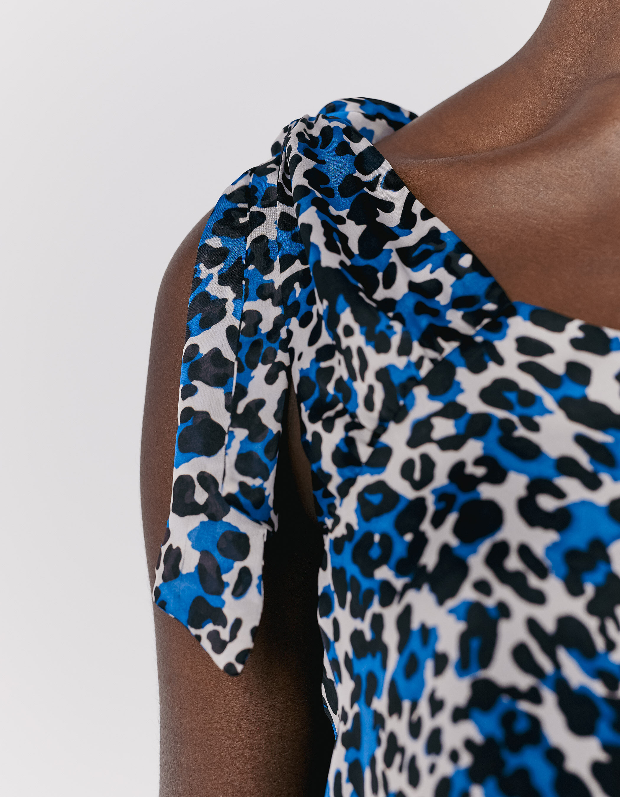 Women s black blue leopard recycled voile dress with bows