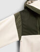 Boys&rsquo; ecru and khaki mixed fabric hoodie-6