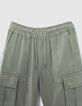 Boys’ khaki CARGO Bermuda shorts with elasticated waist-3