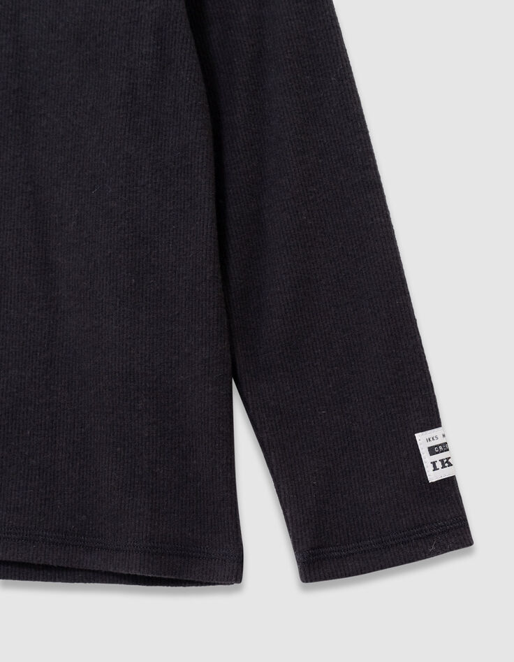 Zwart T-shirt lange mouwen rolkraag jongens-4