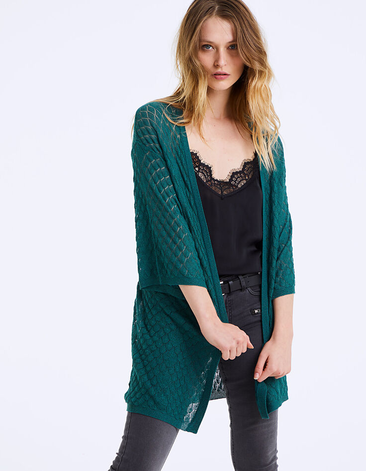 Kimono in ajourtricot voornamelijk viscose dames-2