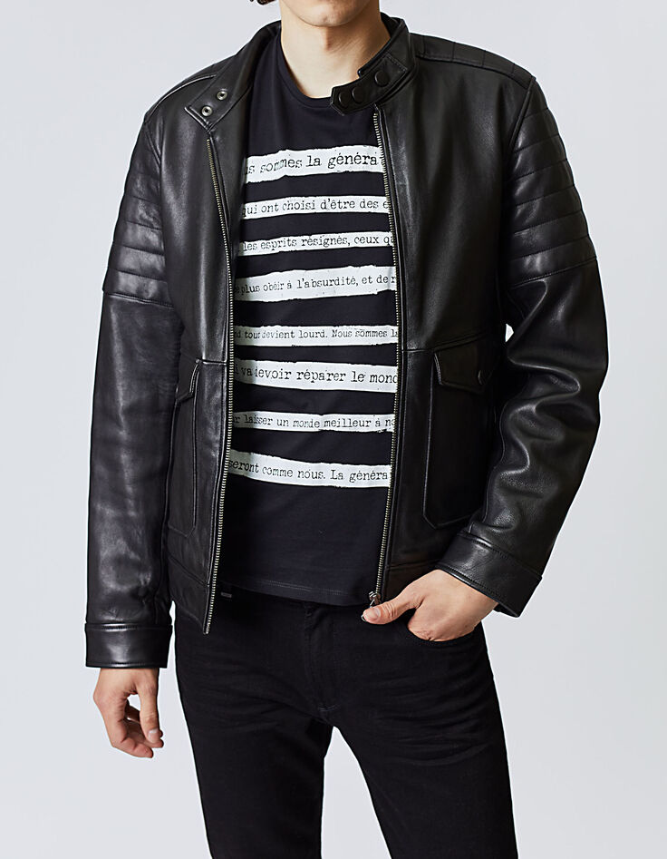 Camiseta negra Manifesto 1440 Leather Story hombre-5