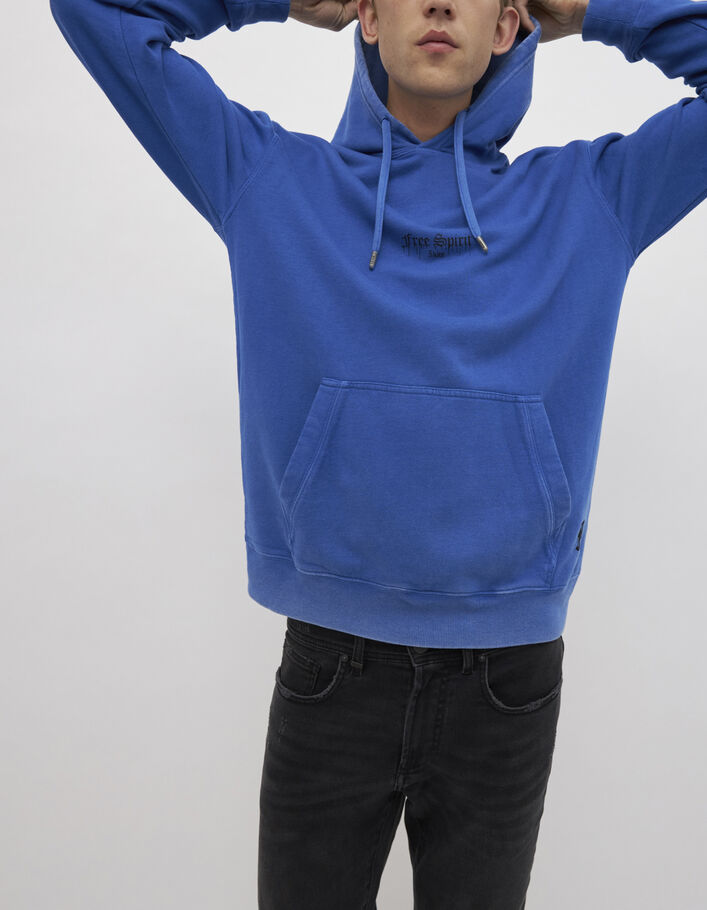 Electric blue sweater met kap Heren - IKKS